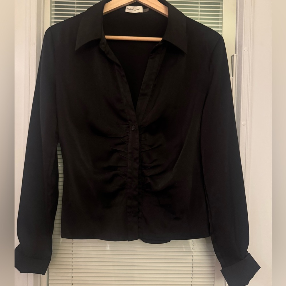 Black classic button down shirt.